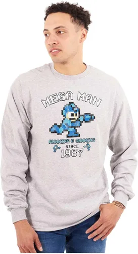Miniatura 4 de Brisco Brands Retro Mega Man Running and Gunning Camiseta de manga larga para hombres y mujeres