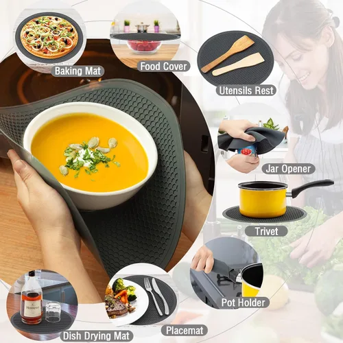 Miniatura 4 de Tapa para microondas con alfombrilla de silicona – Plegable, con ventilación, reutilizable, protector de alimentos y cubierta para platos