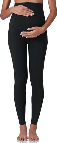 Miniatura 6 de POSHDIVAH Leggings de entrenamiento de maternidad para mujer sobre el vientre, pantalones de yoga con bolsillos, ropa deportiva suave, pantalones