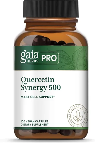 Gaia Herbs PRO Quercetin Synergy 500 - Suplemento de apoyo del sistema inmunológico* - Salud celular con bromelina y cúrcuma - 100 cápsulas (100