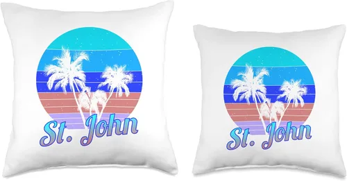Miniatura 3 de St. John Retro Tropical Palm Trees Vacation Throw Pillow