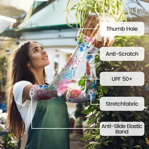 Miniatura 3 de YPHCDO Mangas de jardinería para mujer, protección solar de granja, a prueba de espinas, mangas de enfriamiento para cubrir los brazos para deportes