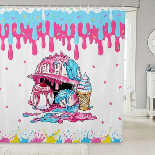 Miniatura 11 de Cortinas de ducha con bandera estadounidense, cortinas de baño de motocicleta para niños, adolescentes y adultos, cortinas de baño impermeables