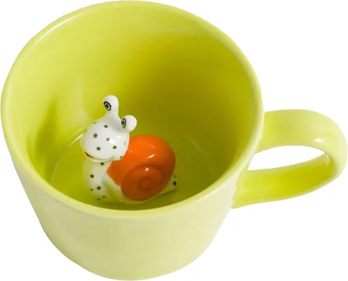 Miniatura 10 de DIHOclub Taza de Cerámica de Mariquita con Animal 3D Oculto en el Interior, Serie Jardín Tazas Figuritas Hechas a Mano 12OZ (Rosa Púrpura)