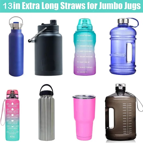 Miniatura 4 de Dakoufish Pajitas de Tritan transparentes reutilizables de 13 pulgadas extra largas para botella de agua de 32 onzas y 100 onzas de alto, vasos