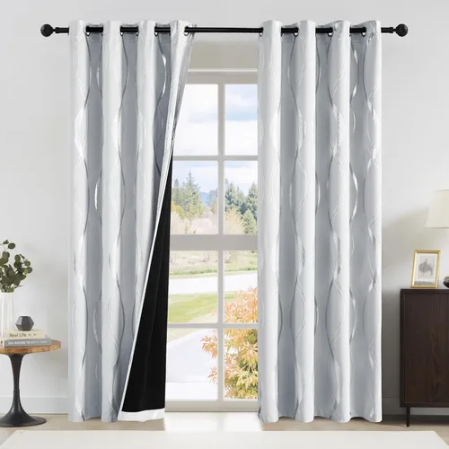 Miniatura 92 de NICETOWN Paneles de Cortinas Opacas para Dormitorio - Tratamiento de Ventanas con Aislamiento Térmico, Ojales Sólidos, Cortinas Opacas con Diseño