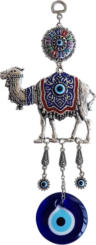 Abalorio de cristal azul con protección contra el mal de ojo, color camello, cuentas turcas de nazar, adorno colgante de pared de color camel contra