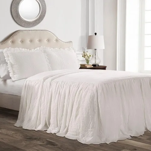 Lush Decor - Juego de colcha con falda de volantes de 2 piezas - Ropa de cama elegante de estilo granja - Detalle de volantes elegante - Estilo
