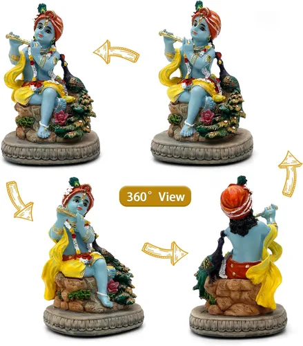 Miniatura 2 de Estatua hindú de Dios Señor Krishna – 4.3 pulgadas de alto, ídolo indio Krishna, escultura para oficina en casa, templo mandir, regalos Puja