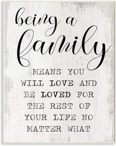 Stupell Industries Family is Being Loved Phrase Motivacional Home Sentiments, diseñado por Daphne Polselli Art, 13 x 19, placa de pared