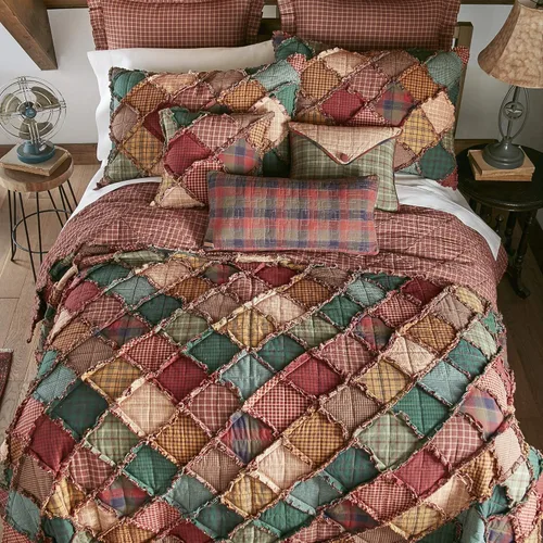 Donna Sharp Colcha de algodón individual – Colcha Campfire Lodge con piezas y patrón de retazos – Lavable a máquina – 70 x 92 pulgadas