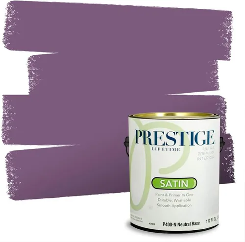 Miniatura 128 de PRESTIGE Pinturas de pintura interior e imprimación en uno, 1 galón, plano, combinación comparable de Sherwin Williams* Kimono Violet*
