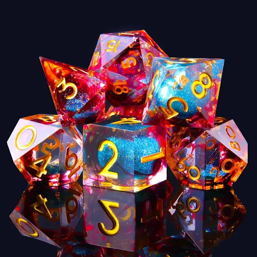 Miniatura 21 de DND Juego de dados de 8 piezas con ojo de dragón extra D20-Beholder's Eye Liquid Core Sharp Edge Resina poliédrica hecha a mano 2 × D20 D4 D6 D8 D10