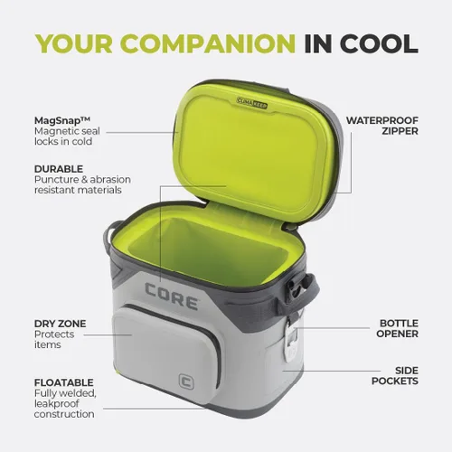 Miniatura 6 de CORE - Bolsa de enfriador suave a prueba de fugas magnética con cremallera impermeable Bolsa aislada enfriador portátil Mejor enfriador suave