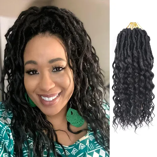 Miniatura 60 de Cabello de ganchillo para mujeres negras Goddess Locs de 14 pulgadas 8 paquetes 613 Locs falsos suaves preenganchados trenzas de ganchillo cabello