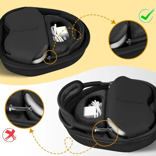 Miniatura 3 de co2CREA Funda rígida con modo de sueño, reemplazo para auriculares Apple AirPods Max inalámbricos de diadema (Funda negra)
