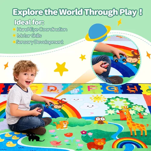 Miniatura 3 de Alfombra de juego para bebé para piso, alfombra ABC antideslizante de 4 x 5 pies, alfombra extra gruesa para niños, alfombra para niños para sala