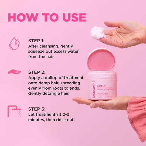 Miniatura 3 de Design.Me PUFF.ME - Látigo de tratamiento voluminizador Máscara voluminizadora ligera con ácido hialurónico para cabello fino y mediano Añade