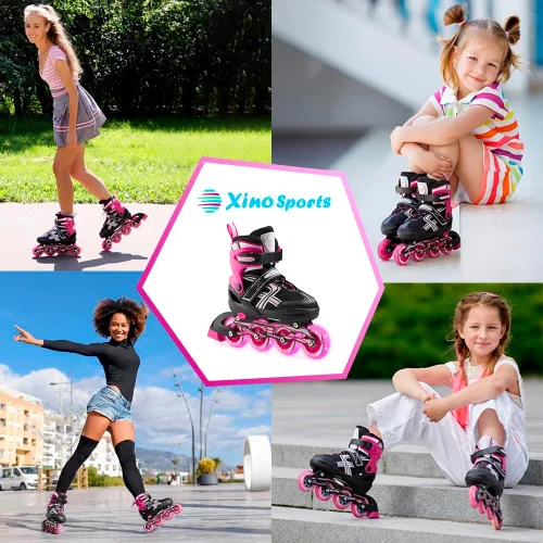 Miniatura 6 de Xino Sports Patines en línea para niños y niñas – Patines ajustables con ruedas iluminadas LED – Patines juveniles para interiores y exteriores
