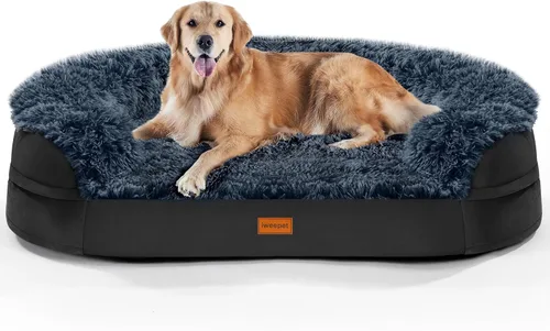 Miniatura 14 de iweepet Camas ortopédicas esponjosas para perros grandes y extragrandes, sofá cama calmante de 41 pulgadas para perros con espuma de apoyo 28D