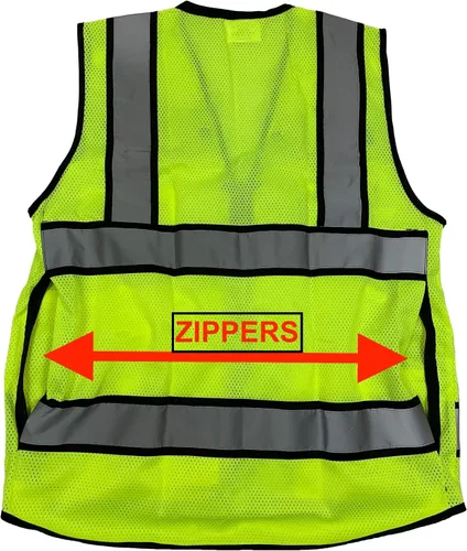 Miniatura 7 de (B Chaleco de seguridad para ingeniero, seguridad reflectante de alta visibilidad, chaleco de malla con cremallera y bolsillos Amarillo