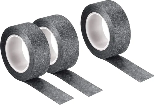 MECCANIXITY Cinta de purpurina de 0.6 pulgadas x 32.8 pies, cinta adhesiva decorativa para manualidades, 0.6 in x 32.8 ft, color negro para álbumes