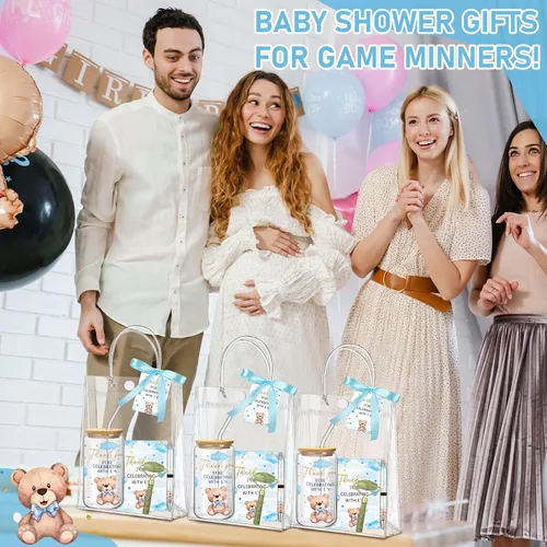 Miniatura 7 de Reallnaive Juego de 6 Premios de Juego de Baby Shower de Oso para Jugadores Ganadores Vasos con Tapas Pajitas Rodillo para Cara Bolígrafos Cuadernos