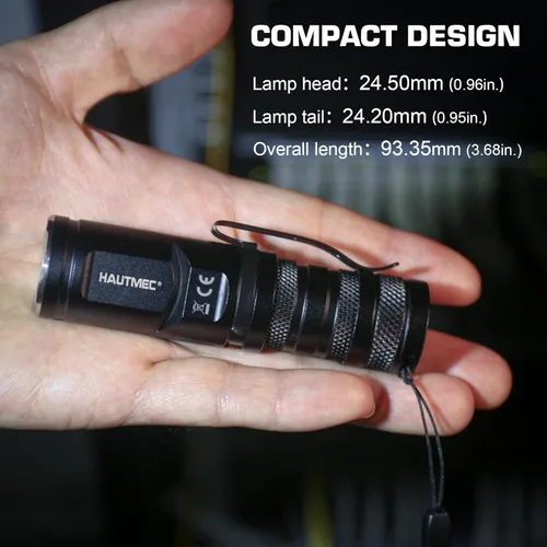 Miniatura 7 de HAUTMEC Linternas recargables de 1400 lúmenes, linterna LED EDC con linterna de 90 grados, cabeza giratoria, 5 modos, linterna de bolsillo, base