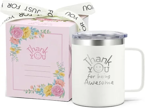 Miniatura 21 de DLOCCOLD Regalos de agradecimiento para mujeres, taza de café con texto en inglés "Thank You for Being Awome", agradecimiento a los empleados