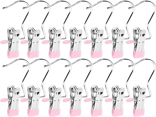 Miniatura 15 de Paquete de 30 ganchos para botas para armario, ganchos de lavandería con clips, soporte para botas, clips para colgar, perchas multifuncionales