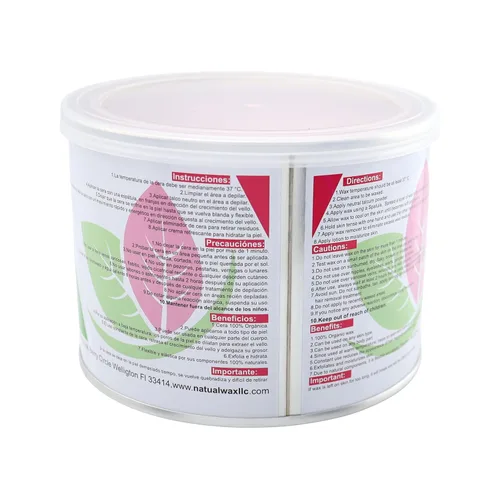 Miniatura 4 de Cera depilatoria de cera natural, hidratante 100% orgánica, de uso profesional, depilación, ideal para áreas pequeñas y pieles sensibles (14 onzas)