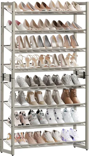 Miniatura 12 de SONGMICS ULMR03A organizador de zapatos con 3 estantes de metal apilables en dos posiciones (plano e inclinado) para armario, habitación o entrada