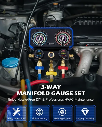 Miniatura 2 de Orion Motor Tech Juego de manómetros de diagnóstico de AC para refrigerantes R134a R12 R22 R502, juego de manómetros de AC automotriz, kit