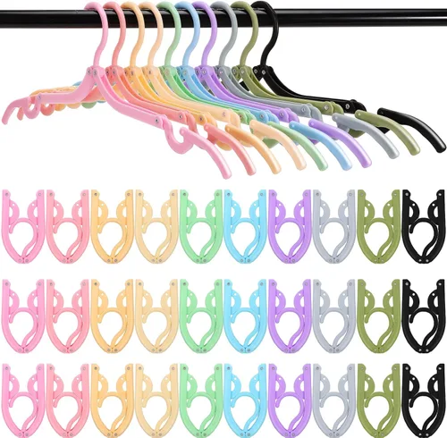 40 perchas plegables de colores, portátiles, plegables para viajes y uso doméstico, 10 colores