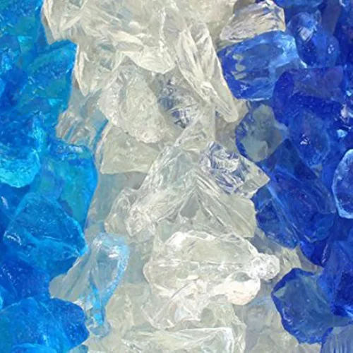 Vidrio para hoguera azul claro y azul cielo, rocas de vidrio para hoguera y chimenea, gas y propano (10 libras, océano)