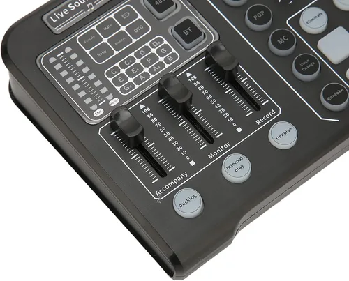 Miniatura 6 de Diydeg Tarjeta de sonido externa en vivo, mezclador de audio profesional, cambiador de voz con afinación electrónica de 12 pasos, reducción