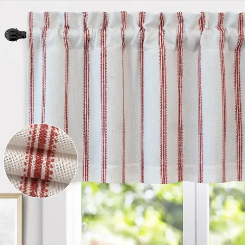 Miniatura 20 de DriftAway Briony - Cortina opaca con amarre para cocina, ajustable, diseño de globos, líneas texturizadas, estampadas, persianas romanas
