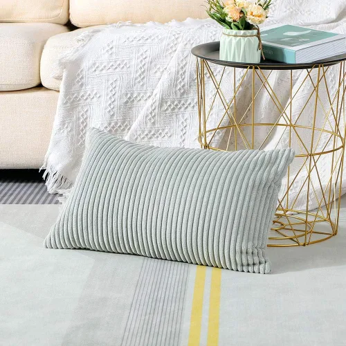 Miniatura 247 de Artscope Fundas de Almohada de Pana a Rayas Acogedoras Súper Suaves Decorativas Cuadradas Fundas de Cojín para Sofá Sillón Dormitorio Decoración