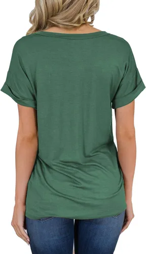 Miniatura 2 de Miholl Camiseta holgada, informal, de manga corta, con cuello en V, para mujer