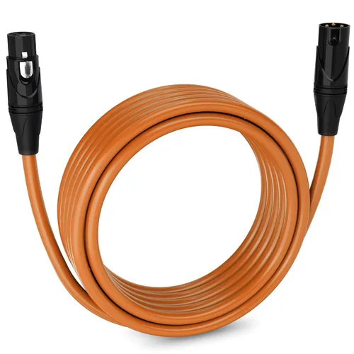 Miniatura 154 de LyxPro Cable de micrófono XLR hembra a macho de ángulo recto de 3 pines de 1.5 pies para altavoces amplificados, interfaz de audio, rendimiento