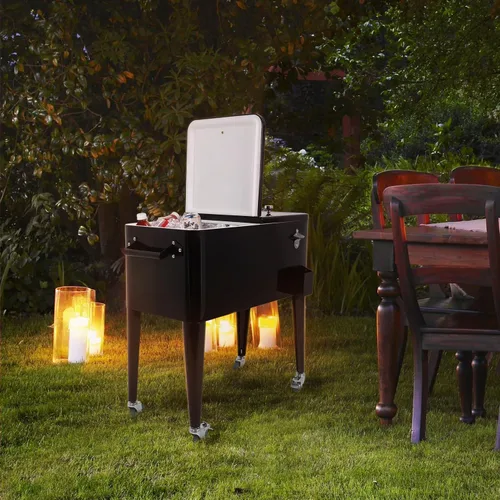 Miniatura 6 de Carro enfriador con ruedas de 80 cuartos de galón con cerradura, baúl portátil para eventos al aire libre, fiestas de patio, barbacoas en el patio