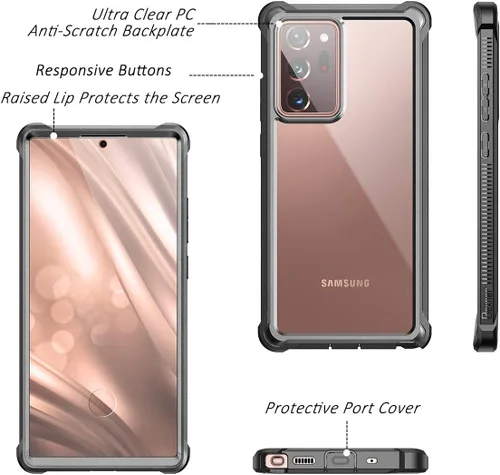 Miniatura 3 de Dexnor para Galaxy Note 20 Ultra Estuche con protector de pantalla transparente 360, cuerpo completo, resistente, protector, a prueba de golpes