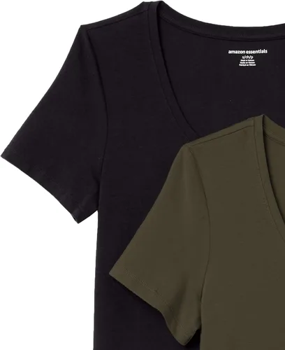 Miniatura 7 de Tienda Essentials Camiseta de manga corta con cuello redondo para mujer (disponible en tallas grandes), paquete de 2