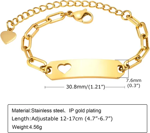 Miniatura 146 de Pulsera de barra para bebé: chapado en oro de 18 quilates, pulsera con placa de identificación personalizada para niños pequeños de mamá, nombre