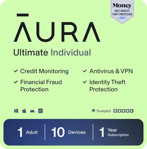 Aura Ultimate Online Safety Suite | Internet Security & Identity Protection Software | Antivirus, VPN, Password Manager, Dark Web Monitoring |