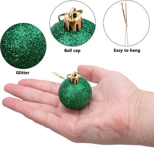 Miniatura 3 de Deloky 24 bolas de adorno de Halloween con purpurina, bolas colgantes inastillables de Halloween de 1.6 pulgadas, adornos brillantes de árbol negro