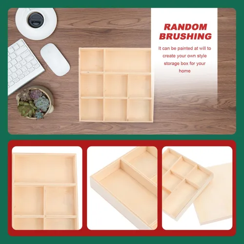 Miniatura 9 de EXCEART Caja de decoración de Navidad, bandeja de madera con divisores, 4 compartimentos, caja de almacenamiento decorativa para joyas, organizador