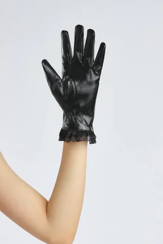 Miniatura 47 de Sahabowi Guantes de cuero para clima frío Manopla de lana cálida de invierno para mujeres