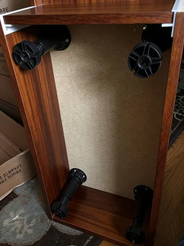 Miniatura 3 de Niveladores ajustables de 3.9 a 5 pulgadas para borde de gabinete, 12 piezas, patas niveladoras de muebles, pies de nivelación de plástico negro
