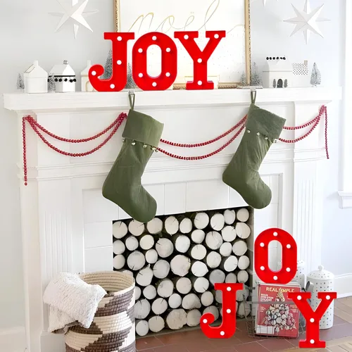 Miniatura 4 de EDYCON Letrero de Luces con Letras de Navidad Decoraciones de Mesa Letras LED de Navidad con Luz a Pilas para Hogar Bar Fiesta de Navidad Dormitorio